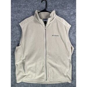 Columbia Men’s XXL Beige Full Zip Fleece Vest Outdoor Hiking Casual